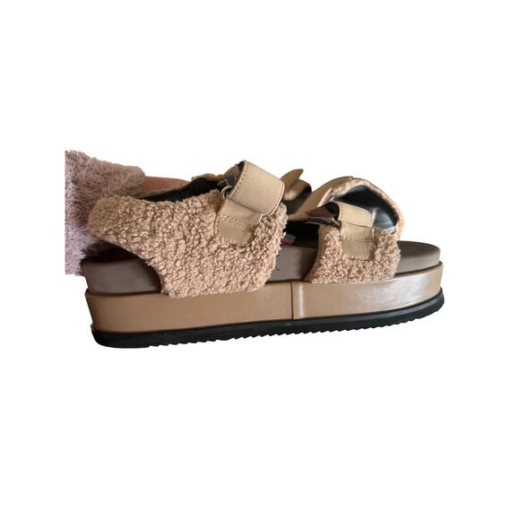 ROAM Velcro Fuzzy Stack Platform Beige Faux Shearling - SZ 11 - Picture 10 of 11